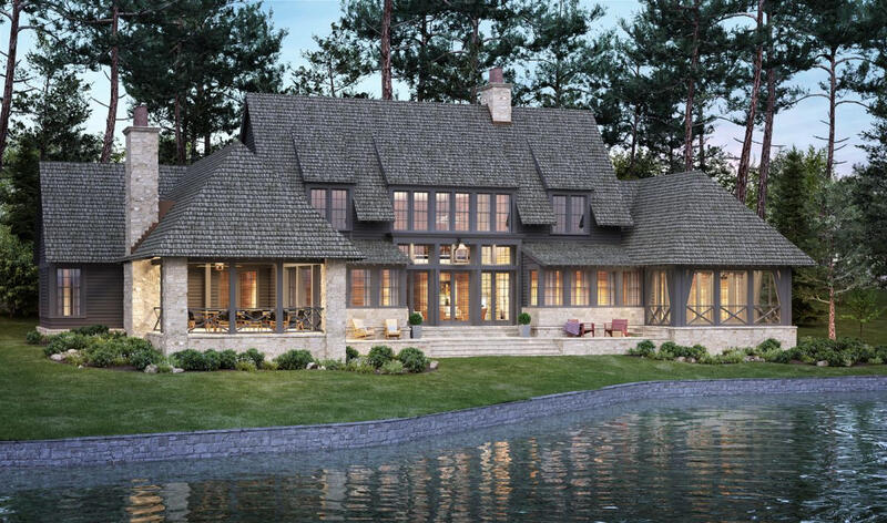 Willows Lake House Custom home 3D exterior rendering The Mulberry Studio USA