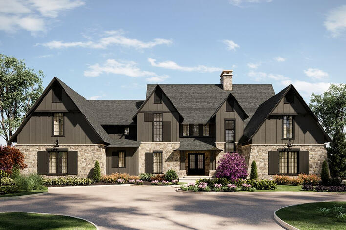 Calloway Plan custom home 3D exterior rendering Frusterio Design USA