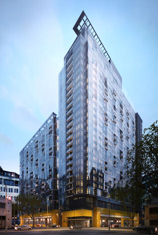 Office apartment tower project 3D exterior rendering